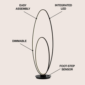 Looper 47" Metal Modern Contemporary Oval Dimmable Integrated LED Floor Lamp - JONATHAN Y